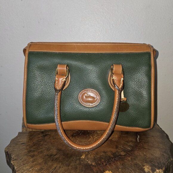 AWL Satchel Green Tan Leather Zip Top - Picture 10 of 16